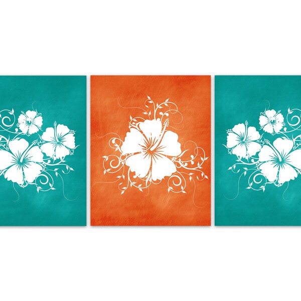 Orange and Teal Wall Art Etsy