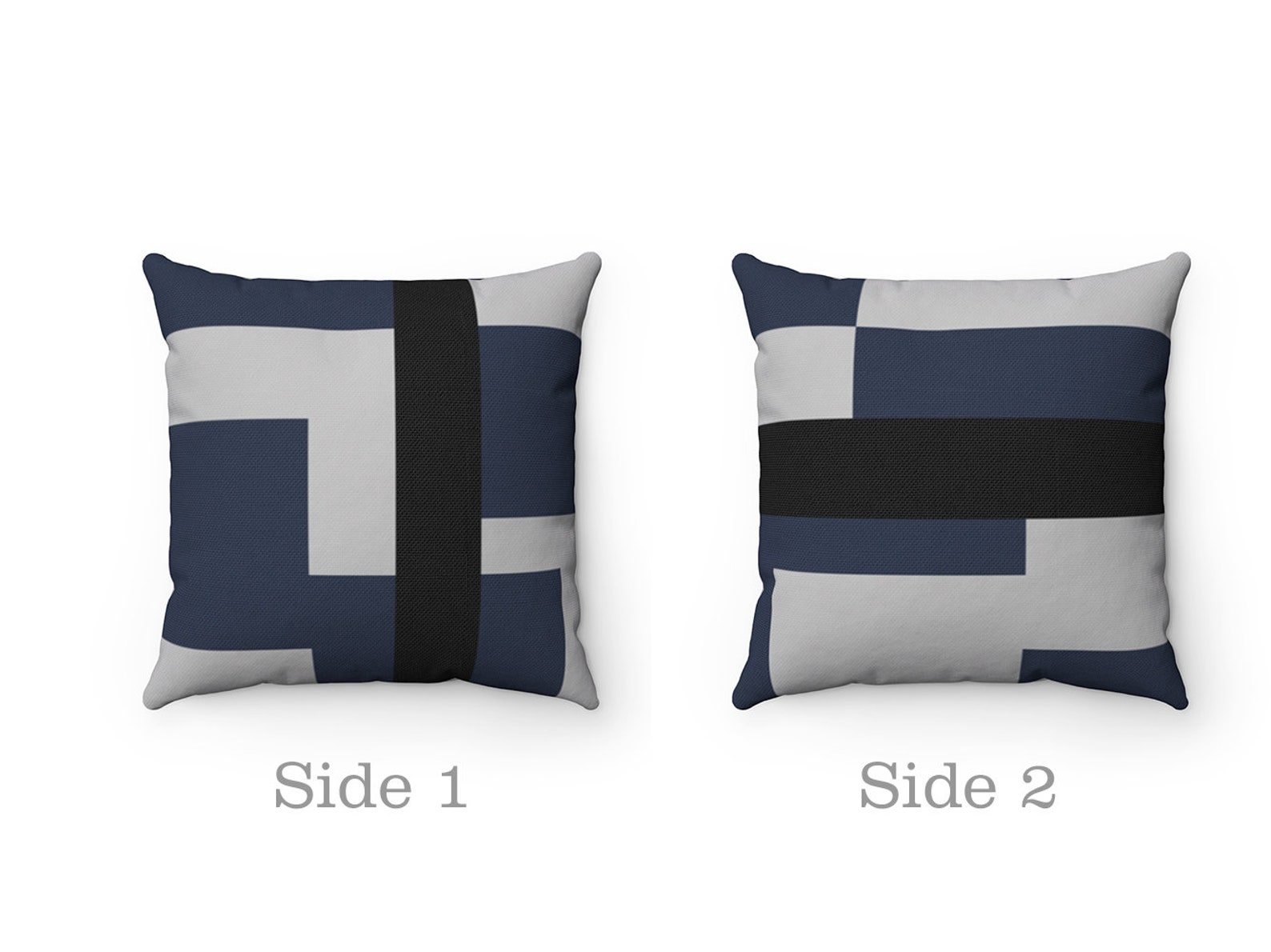 Blue and Gray Pillow Covers Geometric Pillow Cover Navy Etsy