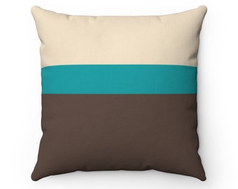 Color Block Throw Pillow and Pillow Covers, Brown Turquoise and Tan Decorative Pillow, Minimalist Decor - PIL231