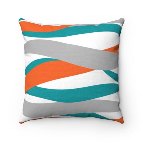 Orange and Teal Throw Pillow Cover Turquoise Pillow Orange Etsy