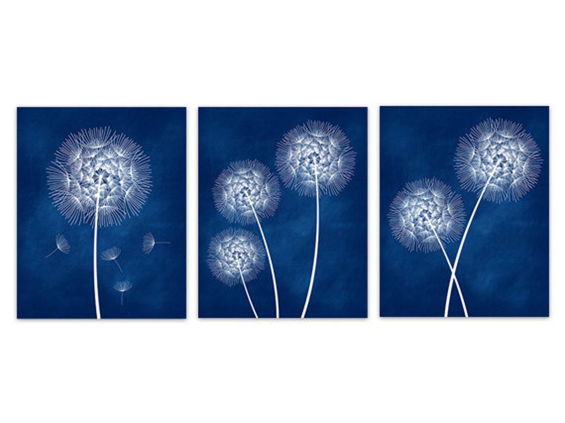 Home Decor CANVAS Wall Art Blue Dandelion Art Photo Prints Etsy