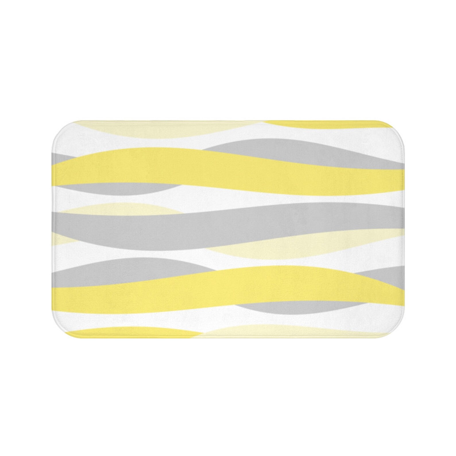 Yellow Kitchen Floor Mat Yellow and Gray Abstract Wave Etsy