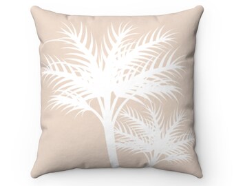Beige Throw Pillow, Palm Tree Decorative Pillow Cover, Beige Tropical Decor, Beach House Decor Tan Accent Pillow - PIL192