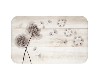 Blowing Dandelion Floor Mat, Memory Foam Bathroom Mat, Farmhouse Bathroom Floor Mat, Farmhouse Kitchen Floor Mat, Entryway Mat - MAT11