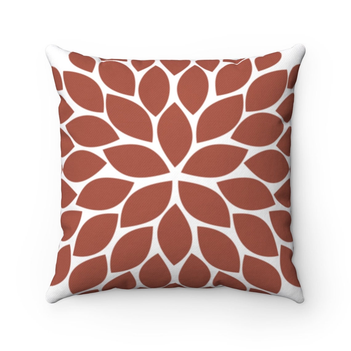 Burnt Orange Blue Gray Decorative Pillow Flower Burst Pillow Etsy