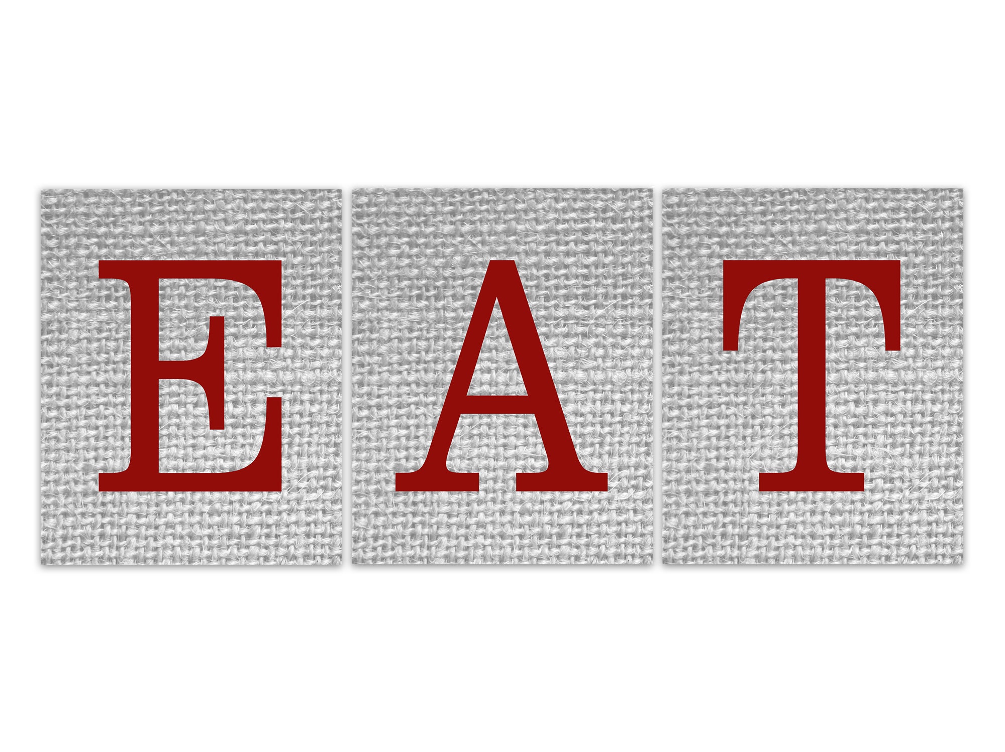 Eat Sign Kitchen Wall Art Canvas Or Prints Red And Gray Dining