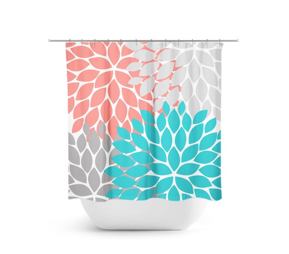 coral gray shower curtain