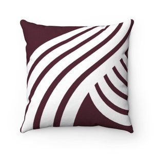Burgundy and White Throw Pillow, Geometric Pillow, Line Design Pillow, Decorative Pillow Cover, Contemporary Decor, Burgundy Decor - PIL334