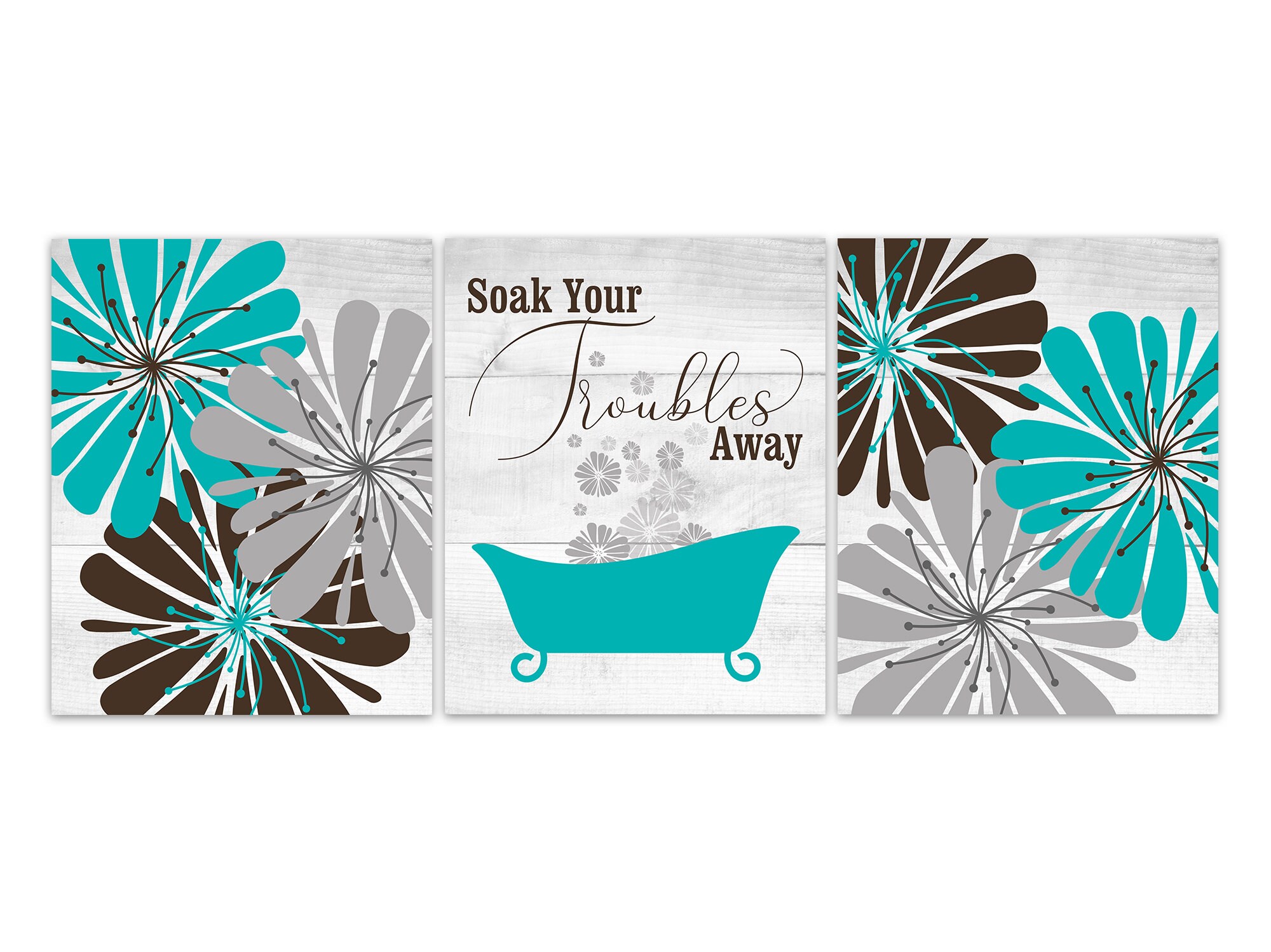 Remoje sus problemas lejos arte de la pared del baño azulado | Etsy