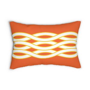 Orange Lumbar Pillow, Mid Century Modern Accent Pillow, Vibrant Boho Back Support Cushion, Retro Decorative Pillow - LBR52