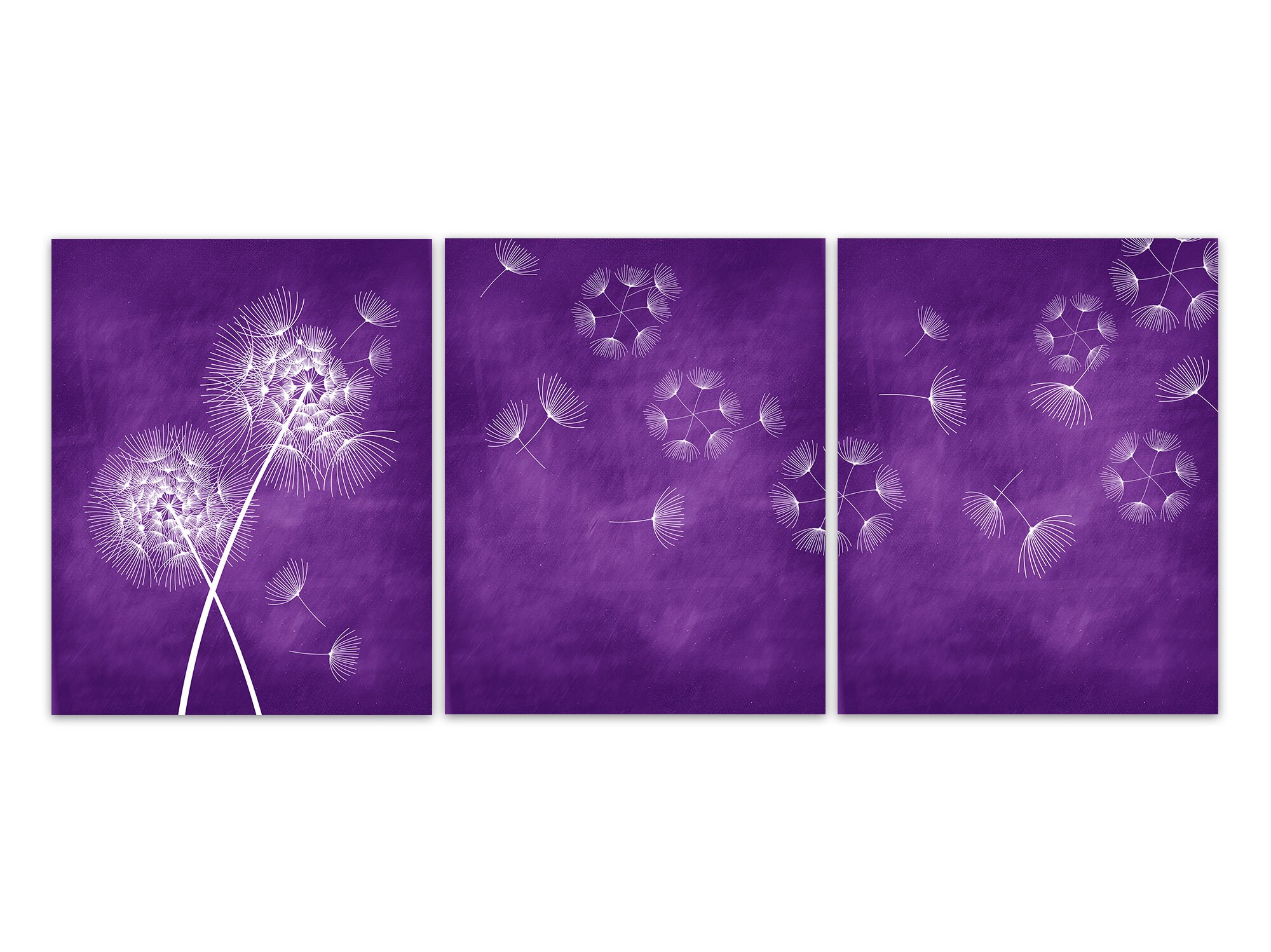 Blowing Dandelion Art Purple Home Decor CANVAS Dandelion Etsy