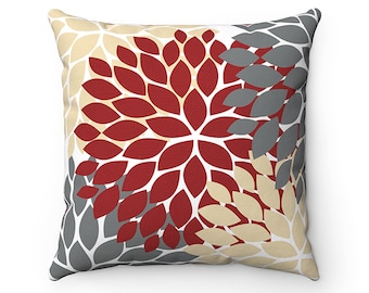 Gray and red throw pillows hotsell