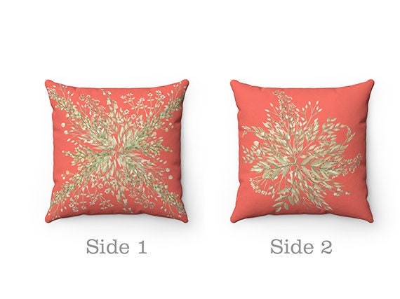 throw pillow set of 4, coral and peach pillows, modern flower pillow, rose  pillow, modern home decor, pillow cover bundle sale