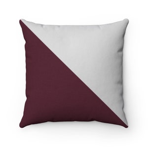 Burgundy and Gray Throw Pillow, Wine Color Pillow for Couch, Two Tone Color Block Pillow Covers, Minimalist Modern Decor - PIL340