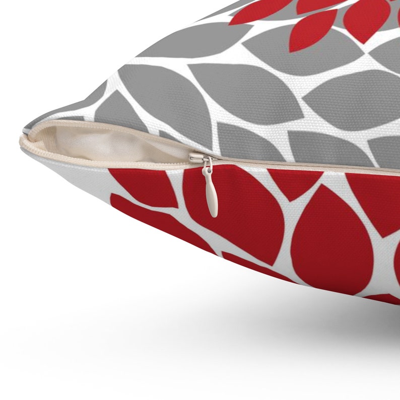 Red Black and Gray Flower Throw Pillow Covers Red Pillow Etsy
