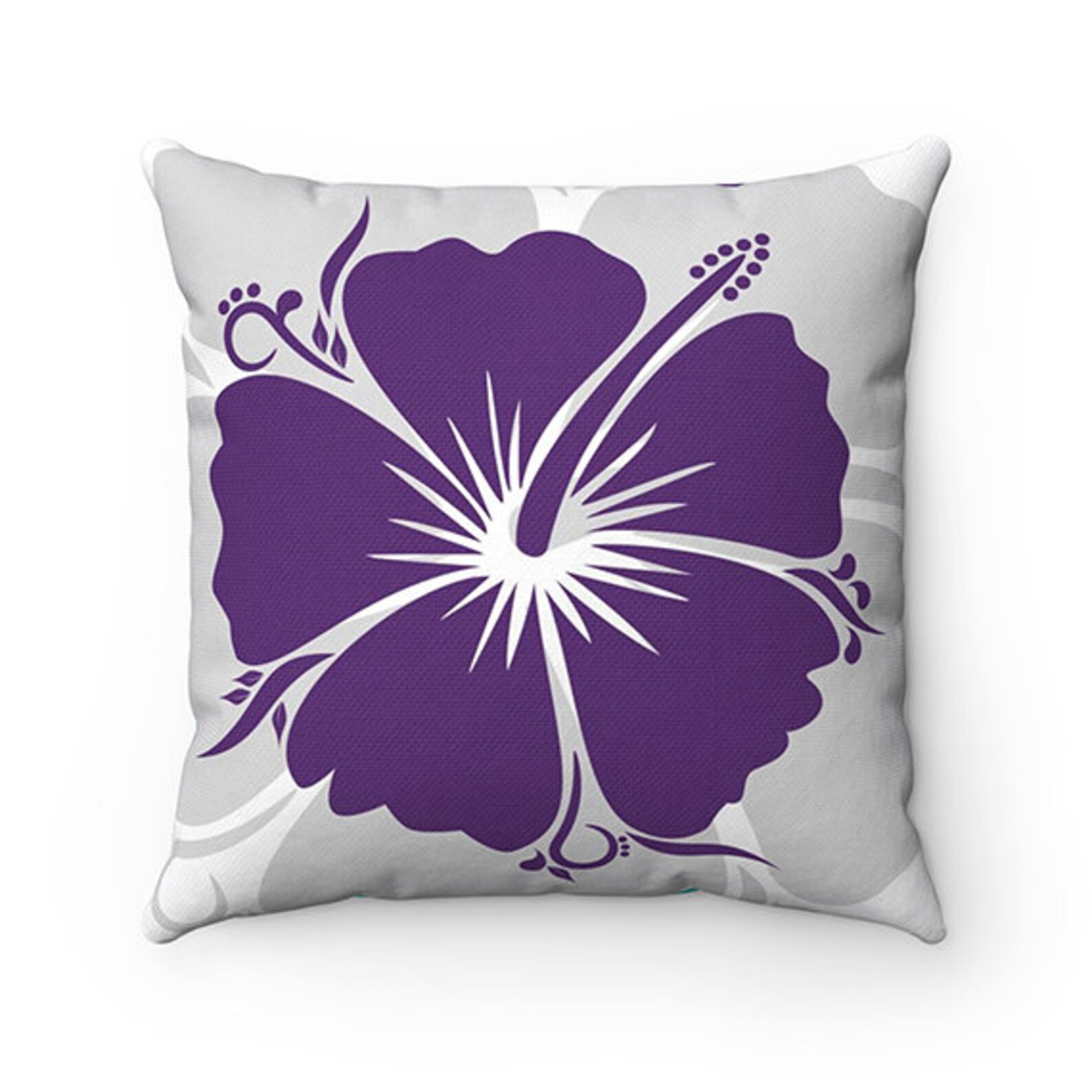 Purple and Teal Throw Pillow Hibiscus Pillow Cover Purple Etsy