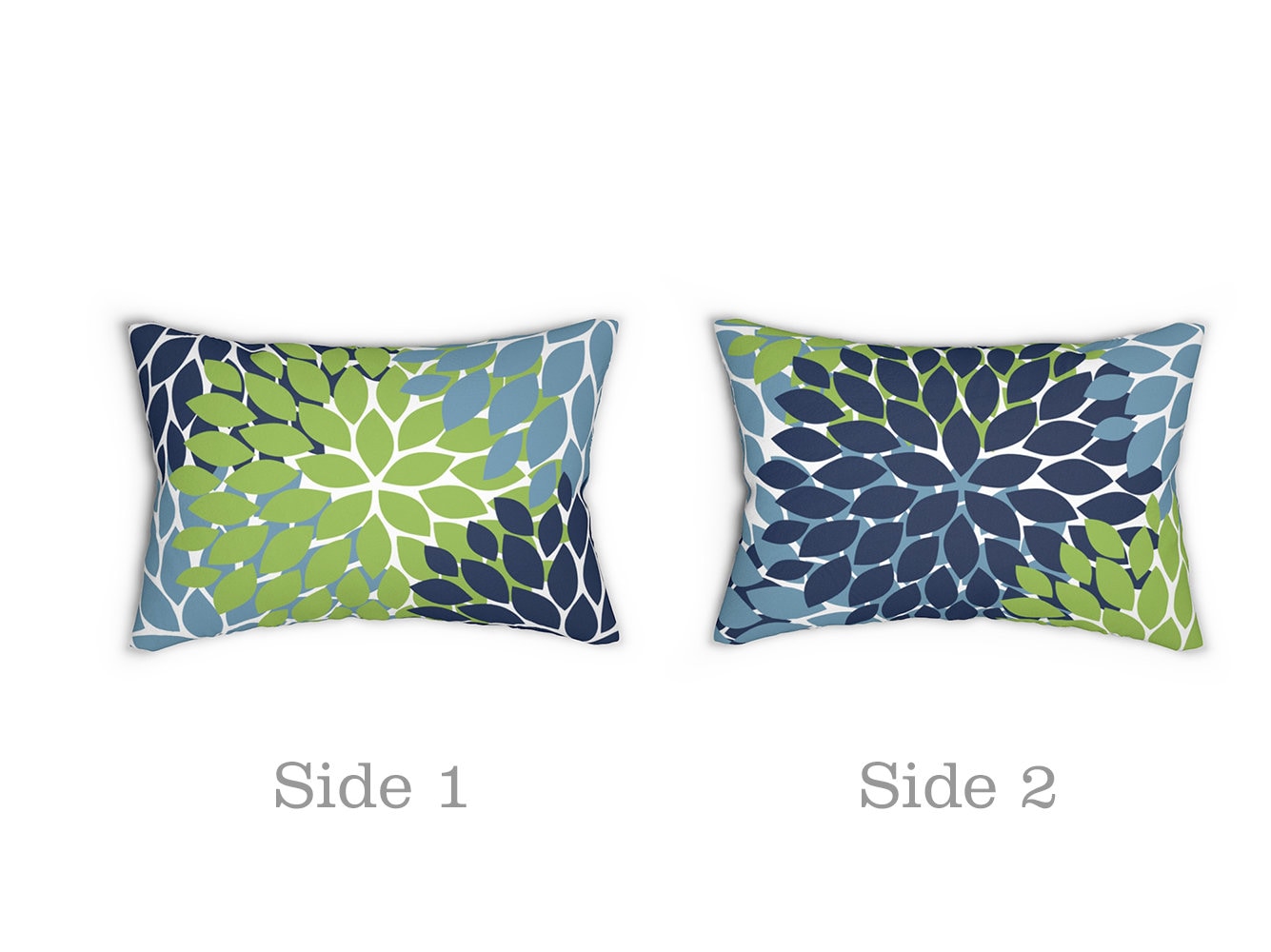 Blue and Green Flower Burst Lumbar Pillow Decorative Pillow Etsy Ireland