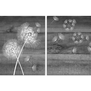 Blowing Dandelion Pictures, Farmhouse Decor, Dandelion Bathroom Wall Decor, Dandelion Bedroom Decor, Dandelion Nursery Wall Art - HOME651