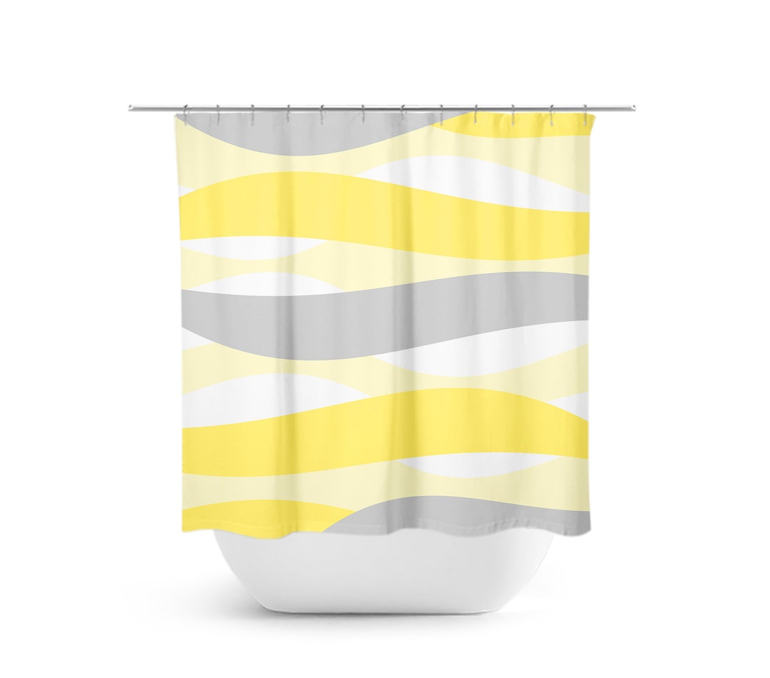 Yellow and Gray Shower Curtain, Abstract Shower Curtain, Abstract