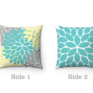 Yellow and Aqua Pillow Covers, Flower Burst Pillow Cover, Throw Pillow Cover, Accent Pillow, Modern Home Decor, Nursery Pillow PIL66 image 4