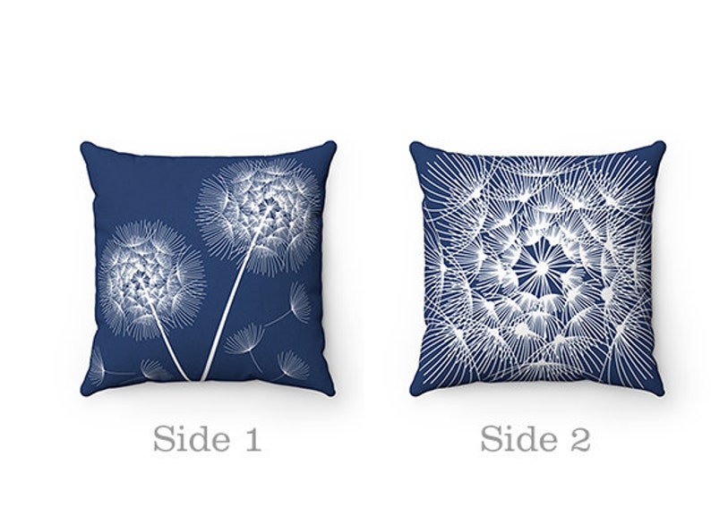 Blue Pillow Covers, Dandelion Throw Pillow, Accent Pillow, Tropical Decor, Blue Nursery Pillow, Dandelion Decor, Blue Home Decor PIL132 image 4