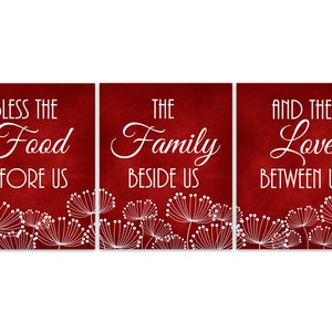 Red Kitchen Canvas Or Prints Bless The Food Signs Kitchen Etsy