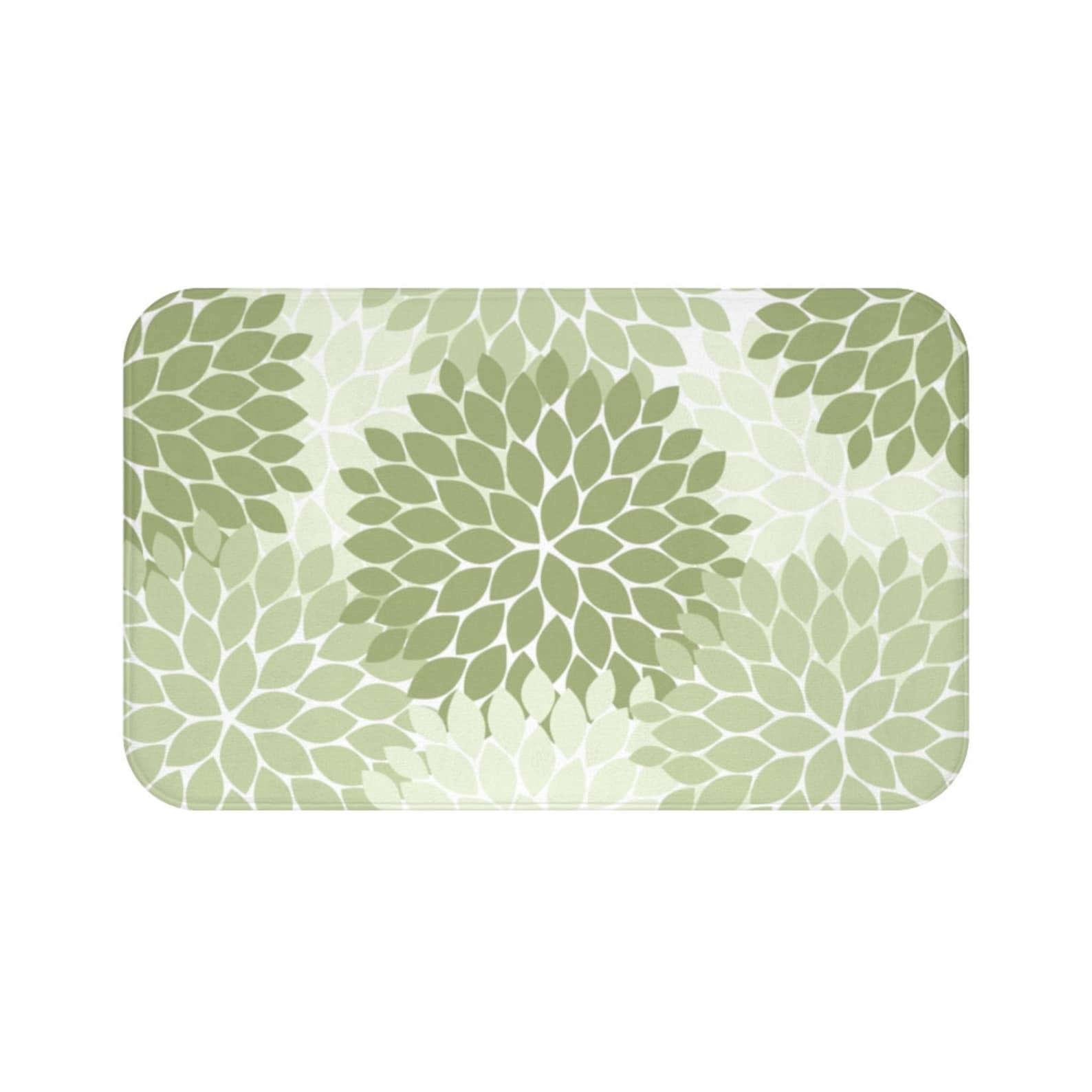 Floral Mat Green Flower Burst Home Decor Bathroom Floor Mat Etsy