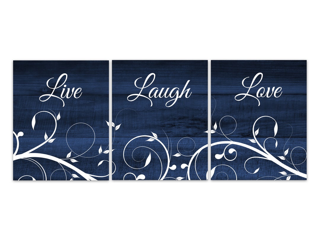 Rustic Home Decor Canvas Navy Farmhouse Decor Live Laugh Etsy