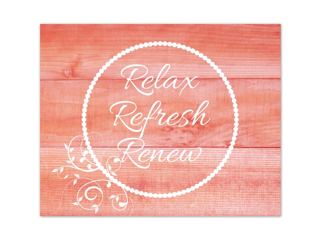 Orange Wall Decor for Bathroom Canvas, Farmhouse Bath Print Relax