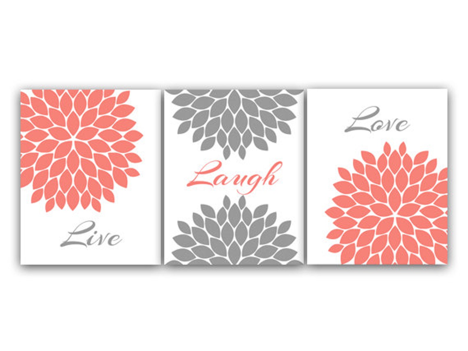 Home Decor CANVAS Wall Art Live Laugh Love Coral Wall Art Etsy