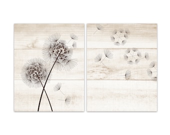 Farmhouse Decor, Blowing Dandelion Pictures, Dandelion Bathroom Wall Decor, Dandelion Bedroom Decor, Dandelion Nursery Wall Art - HOME650