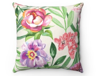 Outdoor Pillow, Pink Lavender Green Floral Pillow, Flower OUTDOOR PILLOW, Porch Pillow, Patio Pillow - OPIL361