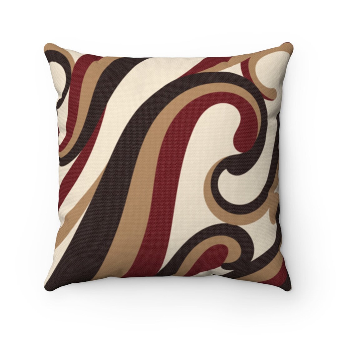 Swirl Pillow Cover, Brown and Red Pillow, Throw Pillow Cover, Accent