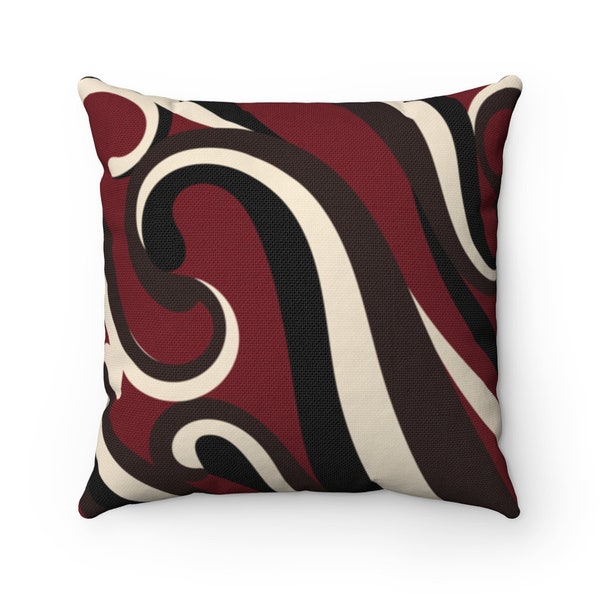 Swirl Pillow Cover, Black Brown and Red Pillow, Throw Pillow Cover, Accent Pillow, Modern Home Decor, Red and Brown Bedroom - PIL254