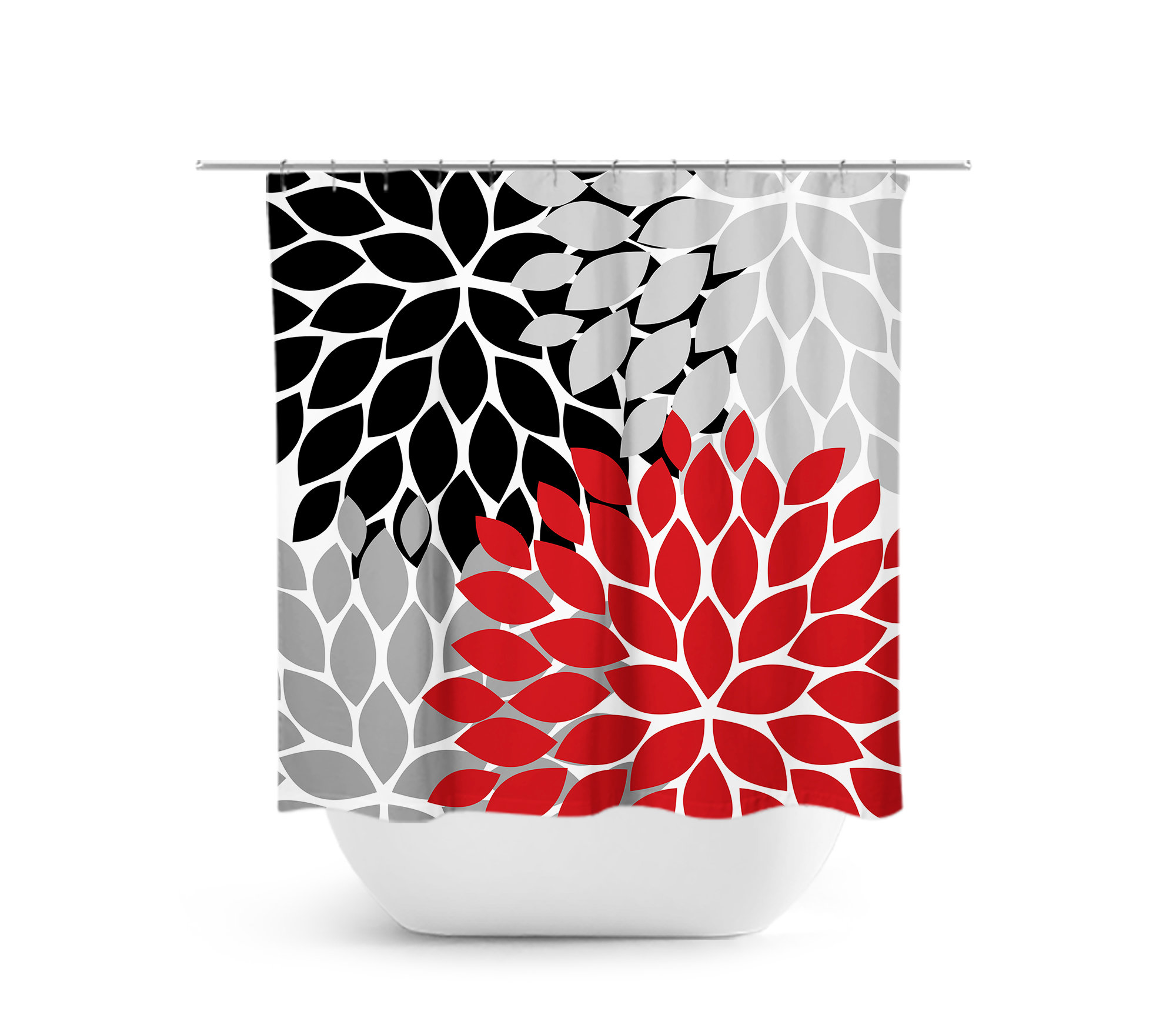 Red Black Shower Curtain Fl Custom Red Black Shower Curtain Fl, Red Black White And Gray Shower Curtain
