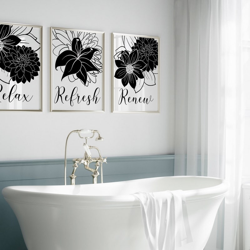 Black Bathroom Art - Etsy