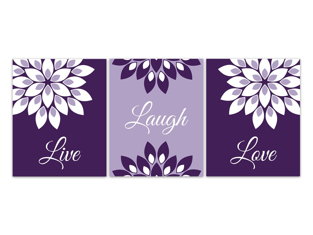 Purple Wall Art Purple Home Decor Live Laugh Love Bathroom Etsy