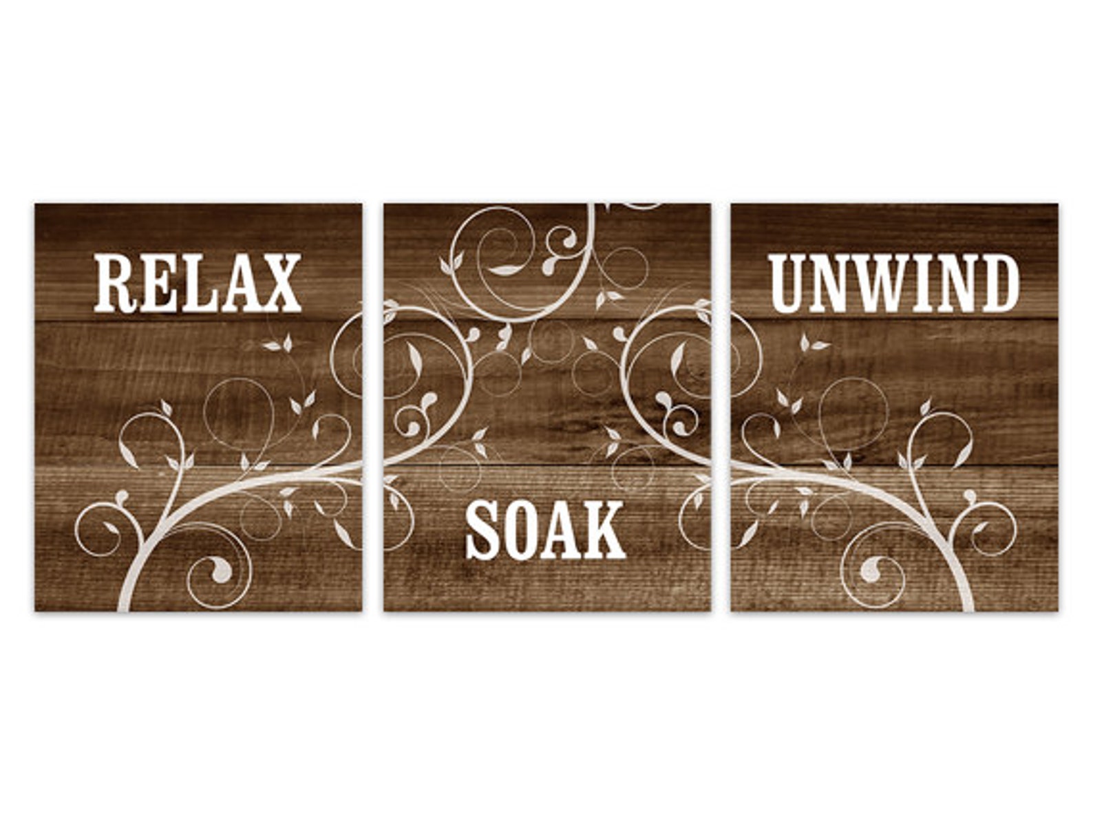 Rustic Bathroom Decor Brown Bathroom Wall Art Relax Soak Etsy