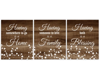 Home Family Blessing Signs, Rustic Home Decor, Farmhouse Decor Kitchen CANVAS or PRINTS, Family Room Wall Art, Housewarming Gift - HOME390