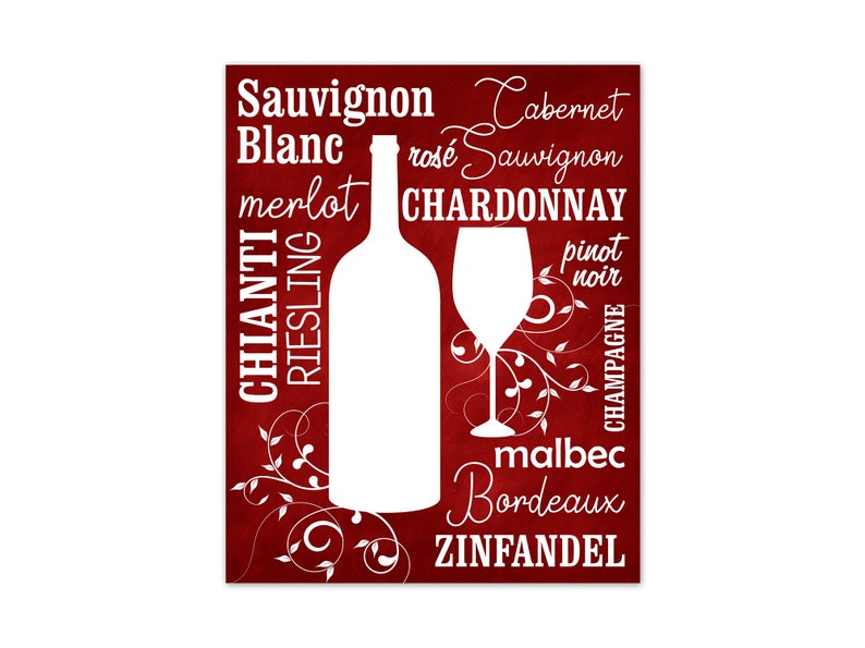Wine Names Wall Art Wine Word Cloud Wine Wall Art Print Etsy