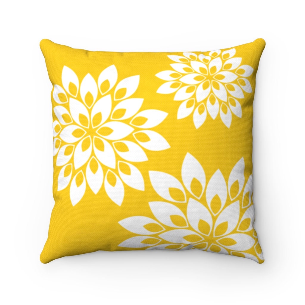 Yellow print throw pillows sale