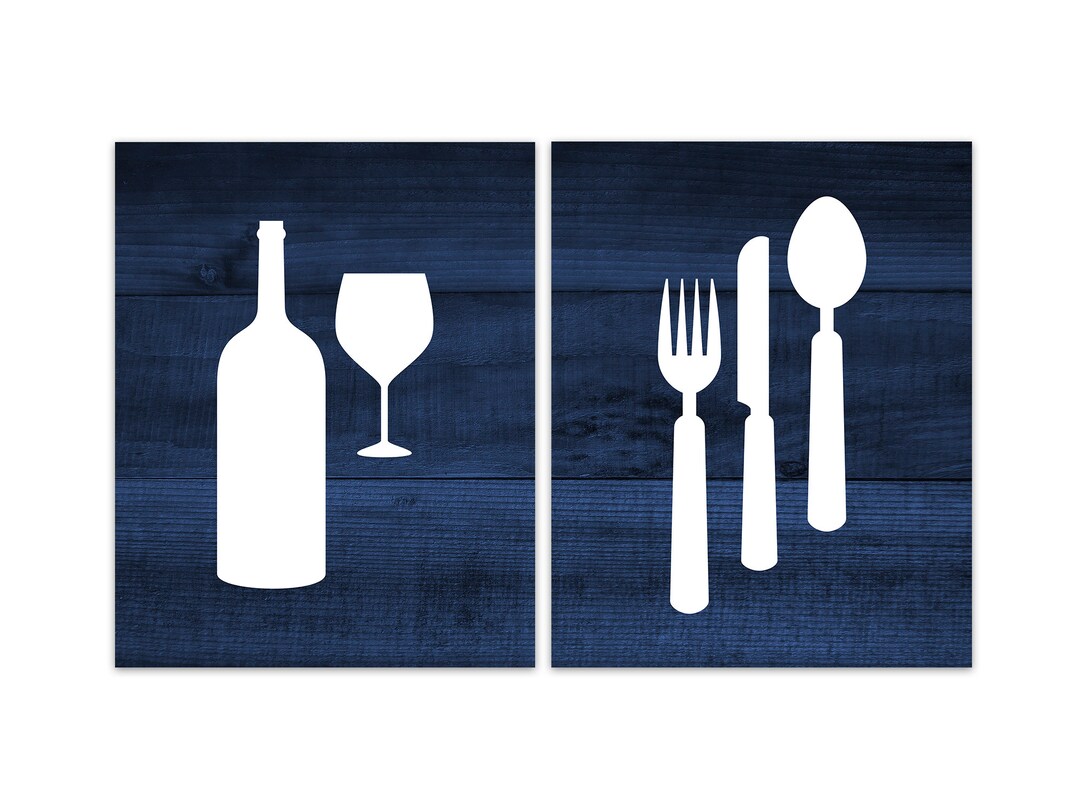 Farmhouse Kitchen Wall Art Blue Wall Art Prints Rustic Etsy