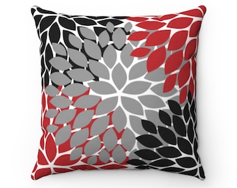red black gray throw pillows