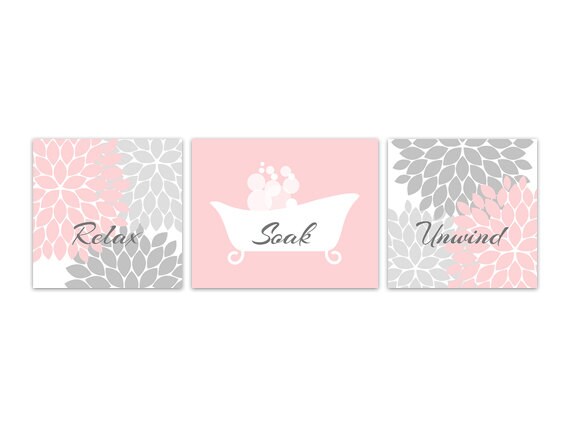Bathroom Wall Art Pink And Grey Decor Relax Soak - Pink And Grey Wall Art For Bathroom Bathroom Wall Art Pink And Grey Decor Relax Soak - Pink And Grey Wall Art For Bathroom