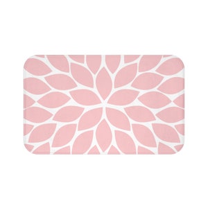 Pink Flower Home Decor, Pink Bathroom Floor Mat, Pink Kitchen Floor Mat, Floral Bath Mat, Pink Laundry Room Mat - MAT29