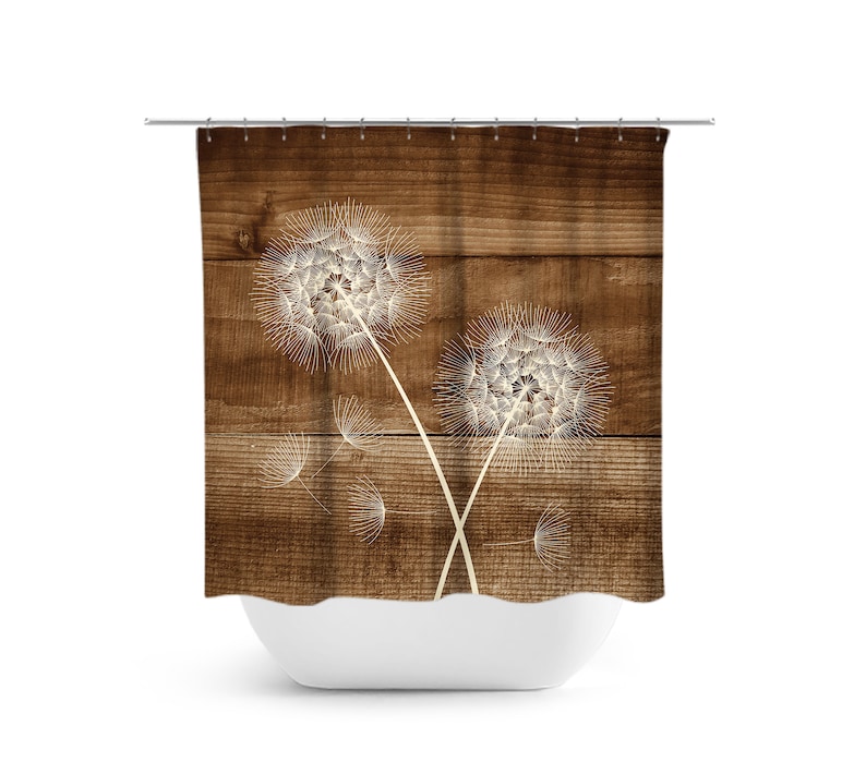 Dandelion Shower Curtain Rustic Bathroom Decor Rustic Bath Etsy