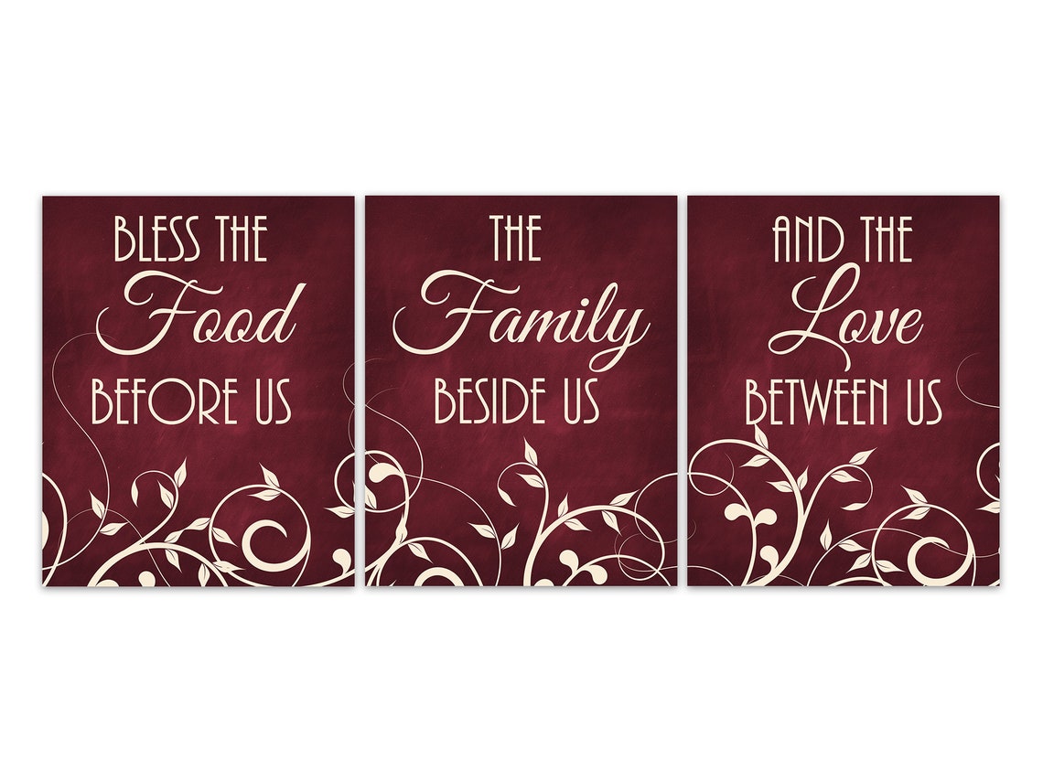 Red Dining Room Wall Art Prints Bless the Food Before Us the Etsy