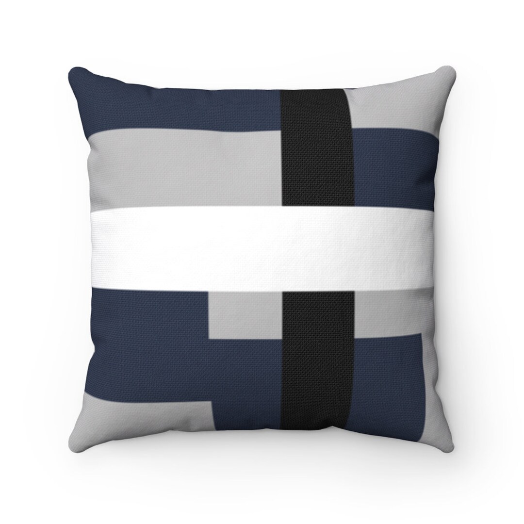 Navy Blue and Gray Pillow Cover, Geometric Pillow, Blue Throw Pillow
