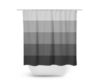 Gray Stripe Bathroom Decor, Gray Geometric Shower Curtain, Gray Bathroom Curtain, Gray Shower Curtain, Stripe Bath Curtain - SHOWER115
