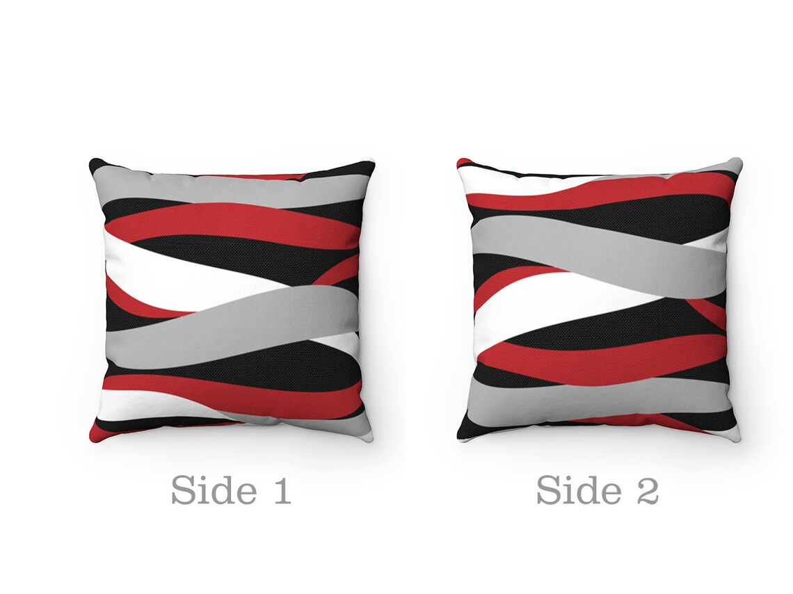 Red Black Gray Pillow Geometric Pillow Cover Red and Gray Etsy